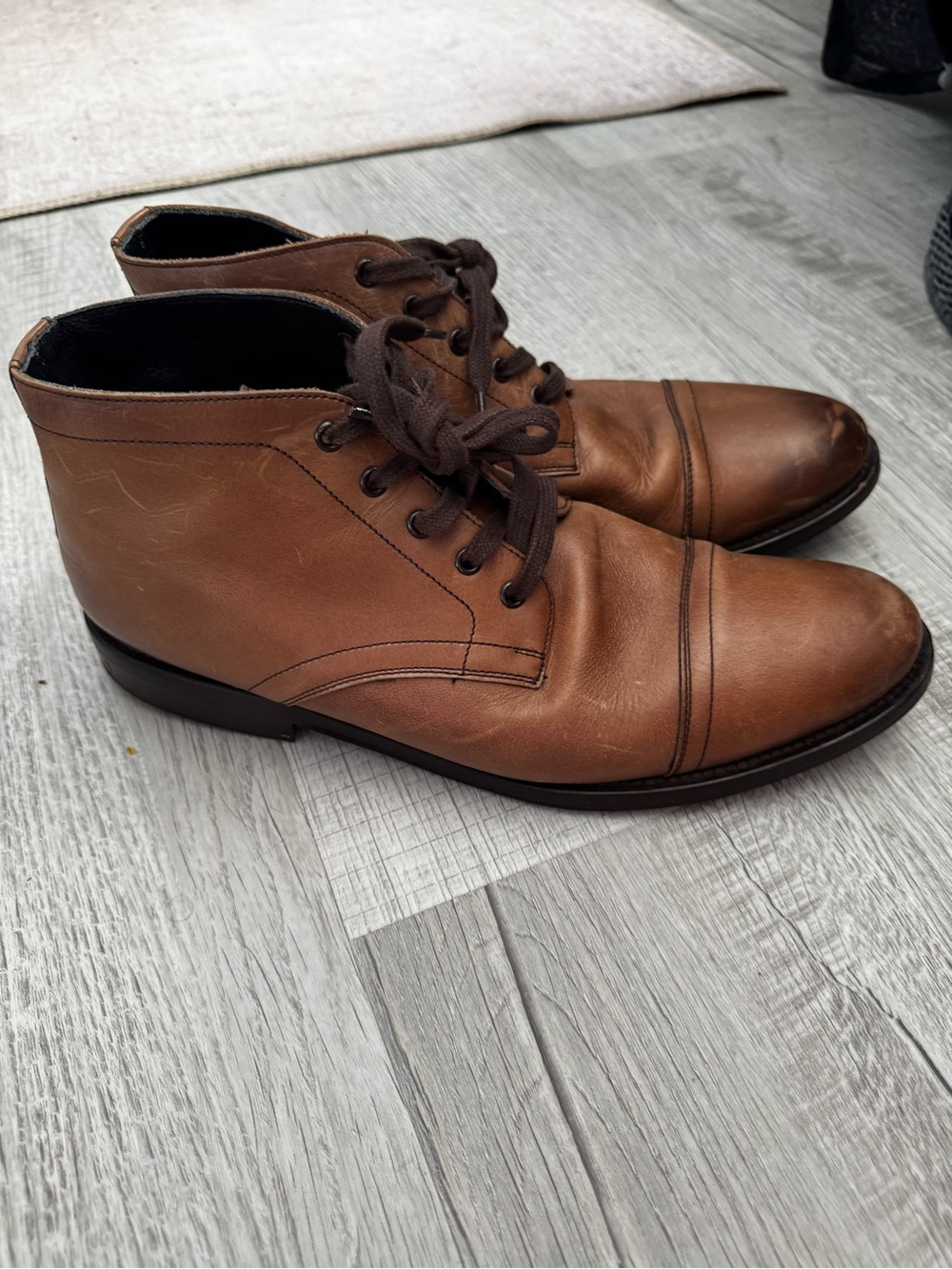 Thursday boots Brown Leather Cap-Toe Men's Ankle Boots